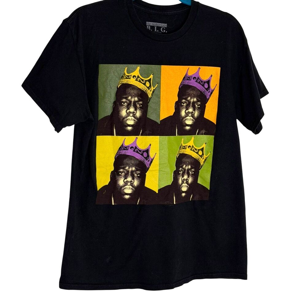 The Notorious B.I.G. Biggie Smalls Pop Art Mens T Shirt Top Crown Black M